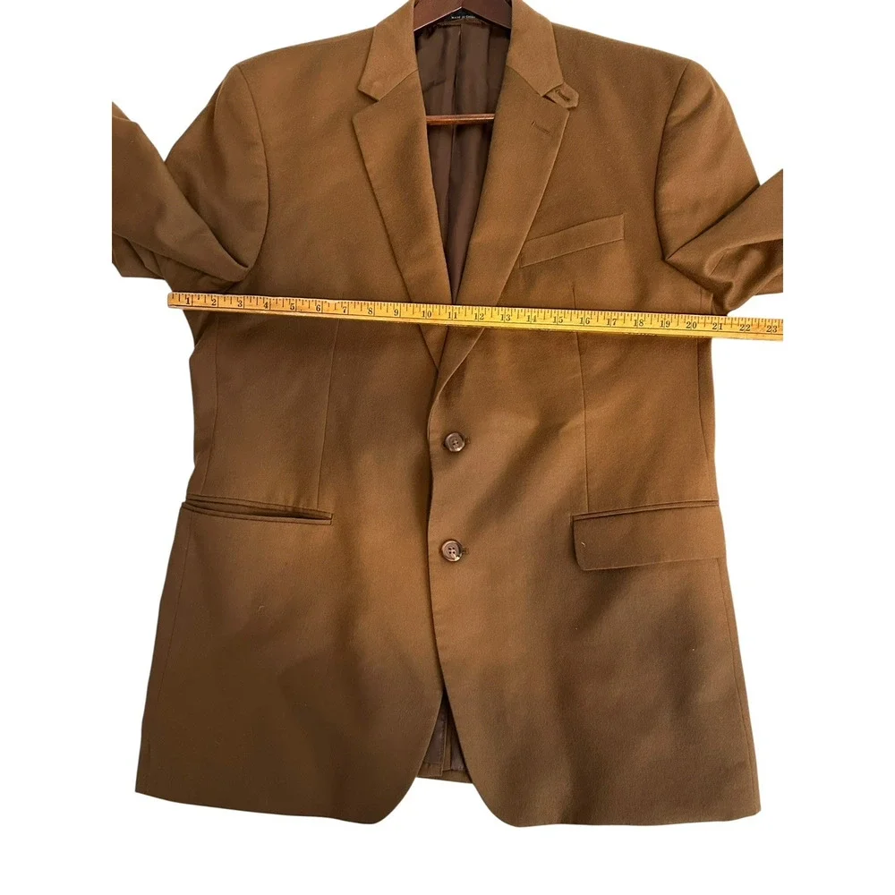 LAUREN RALPH LAUREN 100% Wool Mens 46R Blazer Suit Jacket Brown Tortoise Buttons